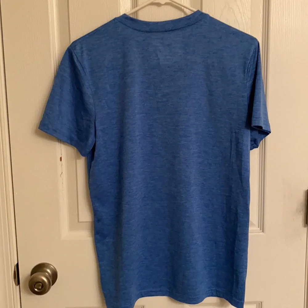 adidas Blue Short Sleeve Polyester Tee Earn Your Stripes Moisture-Wicking 14-16